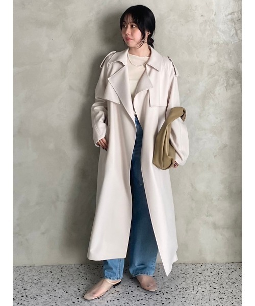 MilaOwen 共ベルト付肩章デザイントレンチコート MILA OWEN | 【WEB限定00サイズ】共ベルト付肩章デザイン