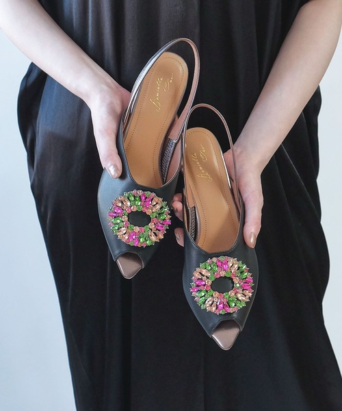 シルバー ビジューデザイン スリングバックサンダル Daniella & GEMMA ONLINE STORE – □ビジュースリングバック