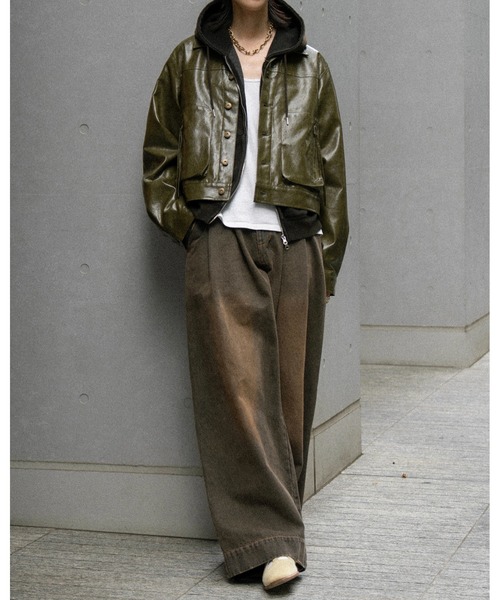 soerte ヴィンテージライクミリタリージャケット Vintage like military short jacket ( fake leather