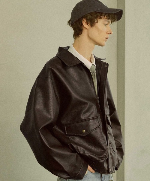 bleme ダブルジップ MA-1 ジャケット ブラウン XL BLEME | オーバー
