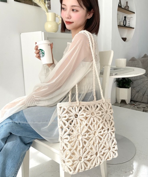 フェアリーレース トートバッグ 刺繍 ショッピング L 1399-2 フェアリーレース トートバッグ 刺繍 ショッピング L 1399-2