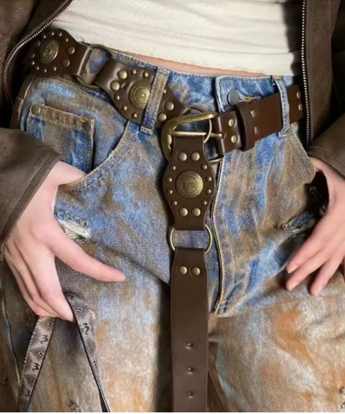 【Vintage】PUNTOVITA イタリア製　高級コンチョベルト　本革正規品 PUNTOVITA プントヴィータ ベルト コンチョベルト レディース メンズ