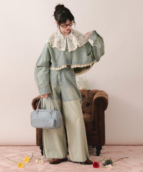 LOIN NUIT | spanglelace collar blouse / スパンコールレースカラー