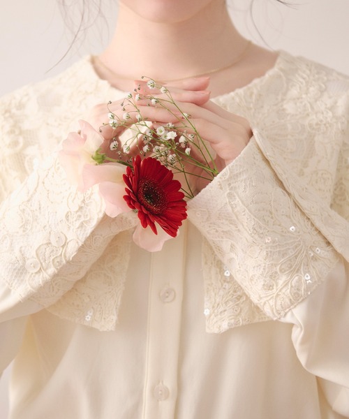 LOIN NUIT | spanglelace collar blouse / スパンコールレースカラー