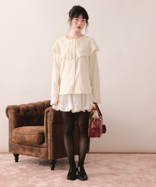 LOIN NUIT | spanglelace collar blouse / スパンコールレースカラー