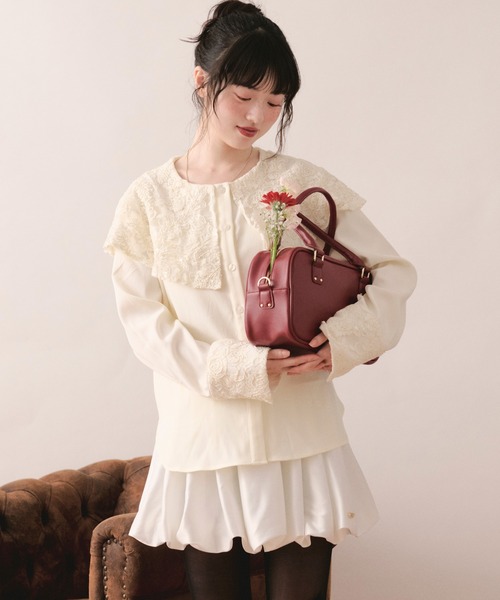 LOIN NUIT | spanglelace collar blouse / スパンコールレースカラー