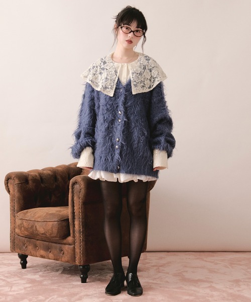 LOIN NUIT | spanglelace collar blouse / スパンコールレースカラー