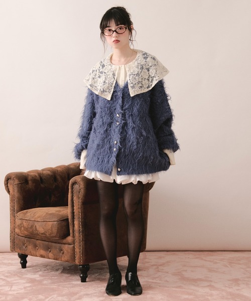 LOIN NUIT | spanglelace collar blouse / スパンコールレースカラー