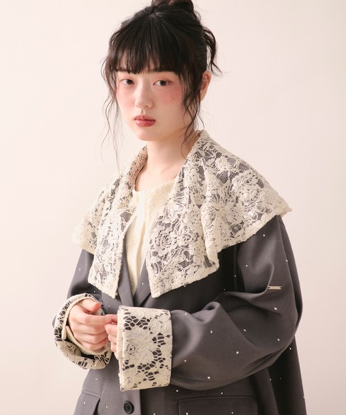 LOIN NUIT | spanglelace collar blouse / スパンコールレースカラー