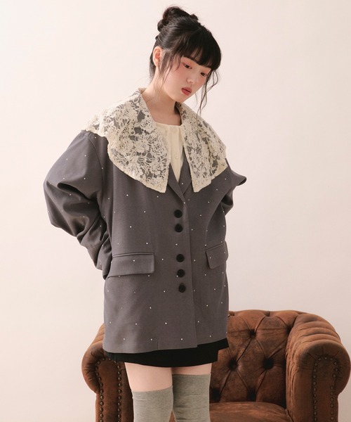LOIN NUIT | spanglelace collar blouse / スパンコールレースカラー