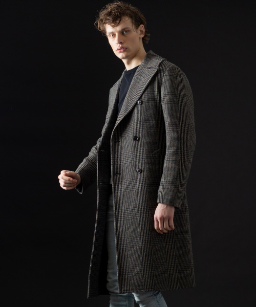 5351 POUR LES HOMMES | コンビネーションチェックロングコート