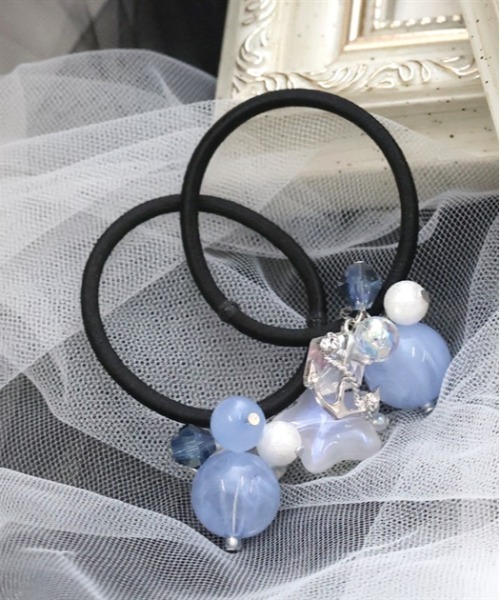 ジャラジャラヘアゴム  ブルーキラキラ ジャラジャラヘアゴム ブルーキラキラ