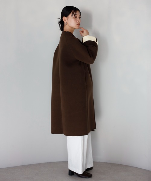 ENC | 【動画あり】double faced collarless bonding coat / ダブル