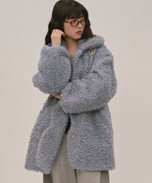【のん】loin nuit ニュアンスボタンプードルコート LOIN NUIT | nuance button poodle coat / ニュアンスボタンプードル
