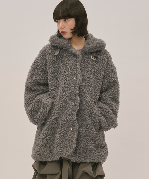 【のん】loin nuit ニュアンスボタンプードルコート LOIN NUIT | nuance button poodle coat / ニュアンスボタンプードル