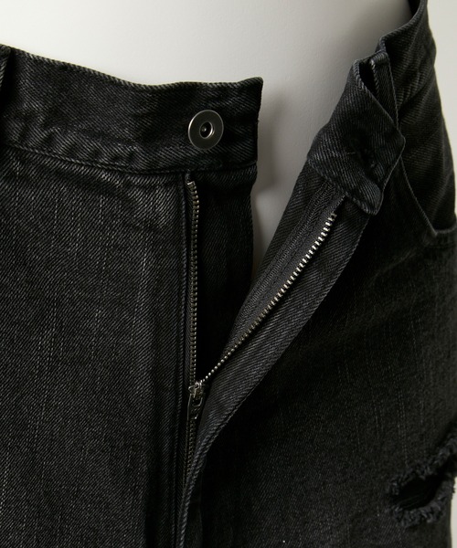 GRANCY | 【GRANCY】Sweat Docking Design Damage Buggy Denim Pants