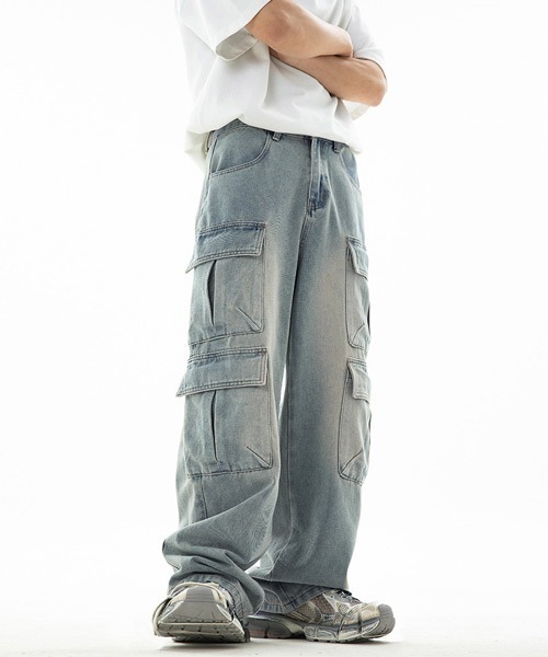 GRANCYファーポケットデザインハーフデニムカーゴパンツ （楽天
