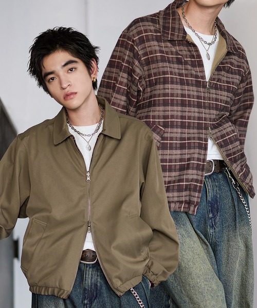 BLEME | リバーシブル ダブルジップ ハリントンジャケット - Buyee, an