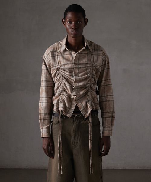 GRANCY | 【GRANCY】Shirring Design Bleach Check Shirt 