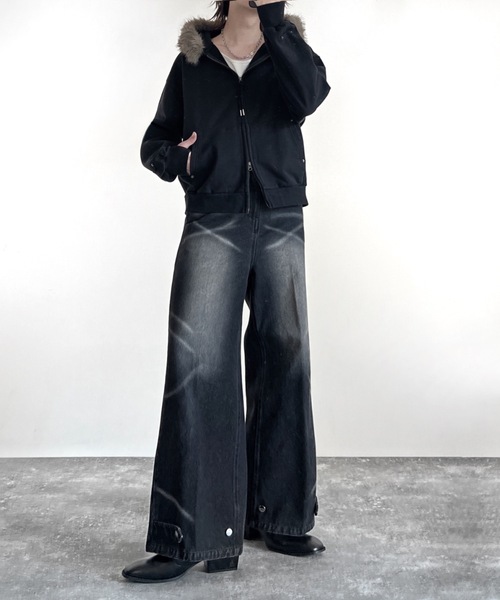 デタッチャブルファーショートフルジップパーカー ADRER | Detachable Fur Short Full-Zip Parkar / デタッチャブル