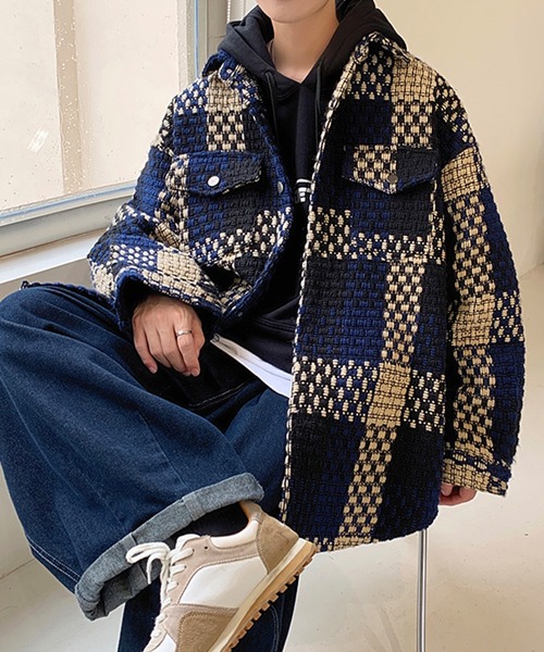 FEKETE チェック柄ダウンジャケット