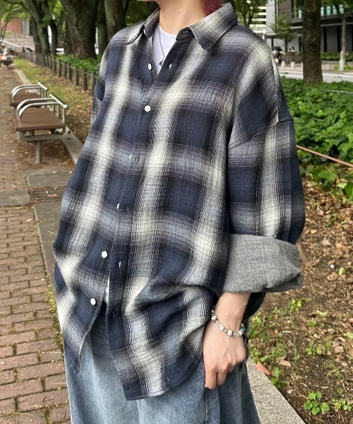 【Chikashitsu +】check shirt CHIKASHITSU + | 【Chikashitsu +】shadow check shirt - Buyee