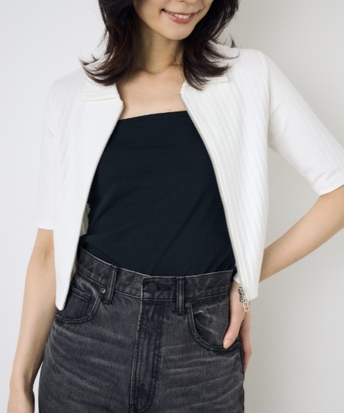 AZUL BY MOUSSY | 【WEB限定】ZIP5分袖リブカーデ - Buyee, an Online