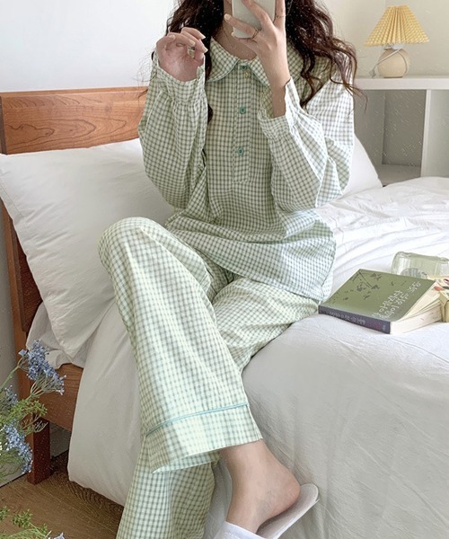 DAY CLOSET | レディース 大きな襟のギンガムチェックセットアップ
