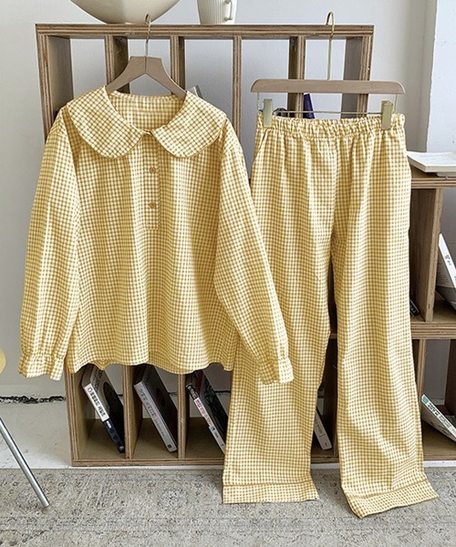 DAY CLOSET | レディース 大きな襟のギンガムチェックセットアップ
