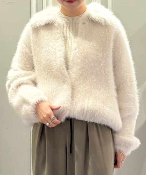 BALLSEY | フェザーヤーン ステンカラーカーディガン - Buyee, an