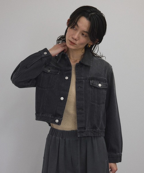 ADAM ET ROPE' クロップドフェイクレザーブルゾン（完璧すぎて