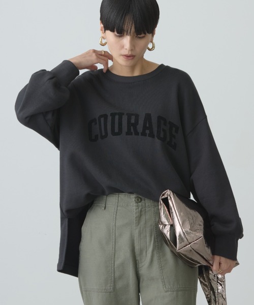 AMERICAN HOLIC | COURAGEフロッキーロングスウェット1 - Buyee, an 