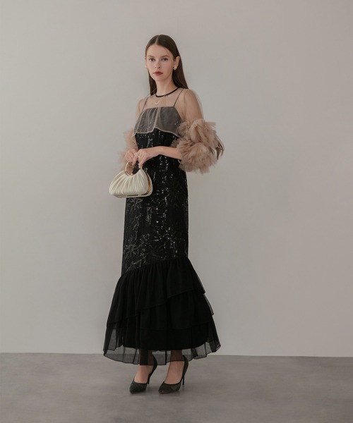 LEJA】2WAYリボンビスチェチュールベロアワンピースドレス ドレス