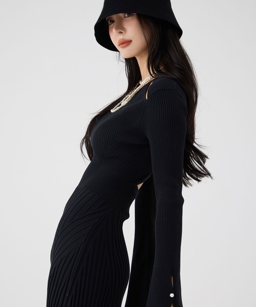 ANUANS | カスケードニットドッキングワンピース - Buyee, an