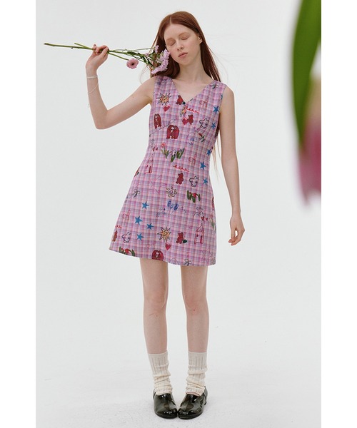 Fano Studios チェック柄 ドローストリング ノースリーブシャツ