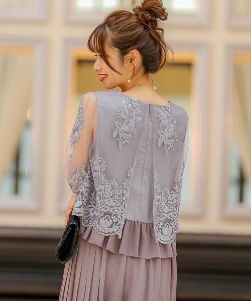 Fashion Letter レーストップスサイドプリーツセットアップ 結婚式ワンピース パンツドレス Buyee Layanan Belanja Online Belanja Di Zozotown