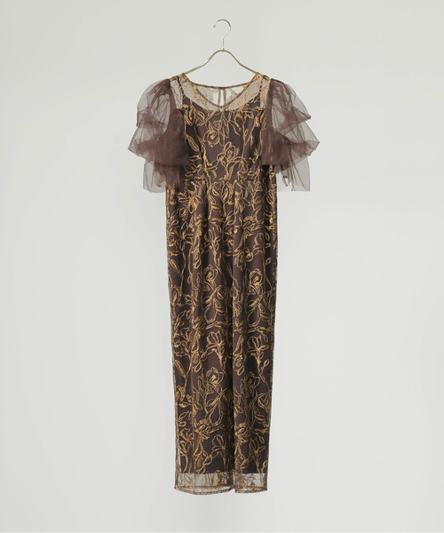 KANA | 刺繍レース チュールスリーブ コクーン パーティードレス 結婚