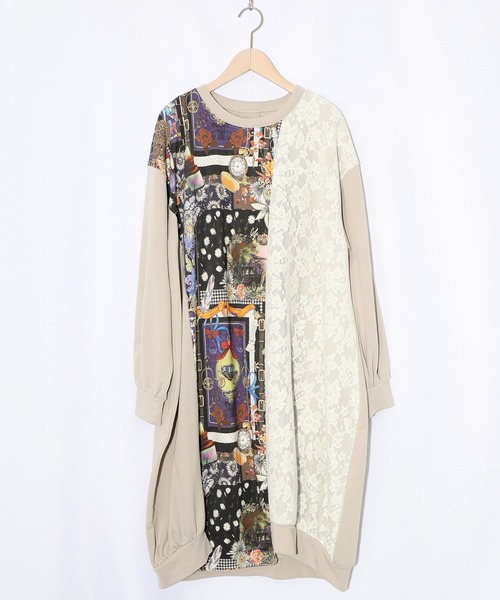 IS SCOLAR | 553282：ヴィンテージ風額縁柄シャツワンピース - Buyee