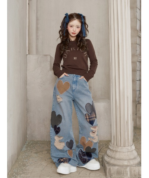 DARICH | ランダムハートパッチワークデニムパンツ - Buyee, an Online