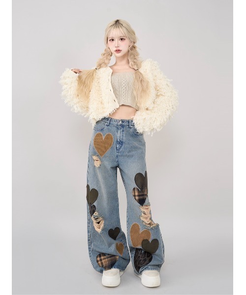 DARICH | ランダムハートパッチワークデニムパンツ - Buyee, an Online