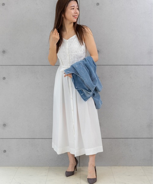 【新品】PREFERIR レースキャミドレス／ワンピース／結婚式／パーティー PREFERIR ドレス バックリボン レース 結婚式 パーティードレス
