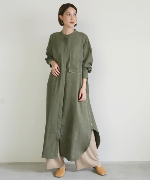 Select Moca スリムコールスタンドカラーシャツワンピース 細コーデュロイサイドボタンスリットデザインポケットロングワンピ Buyee An Online Proxy Shopping Service Shop At Zozotown Bot Online