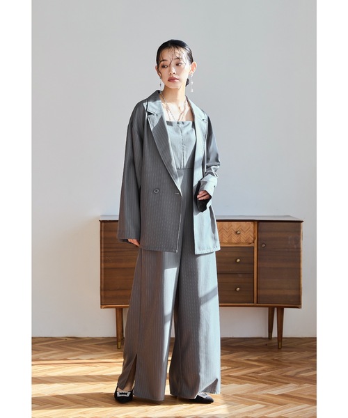 プラクティカルセットアップ 2点セット 結婚式 セレモニー パーティードレス NIANA | プラクティカルセットアップ 2点セット ストライプ ジャケット