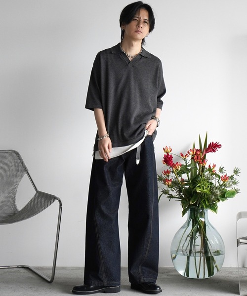 WYM LIDNM | PIN BORDER KNIT POLO - Buyee, an Online Proxy