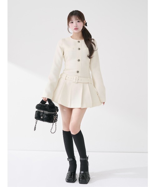 ボックスプリーツツイードミニワンピース BRD DARICH | ボックスプリーツツイードミニワンピース - Buyee, an Online