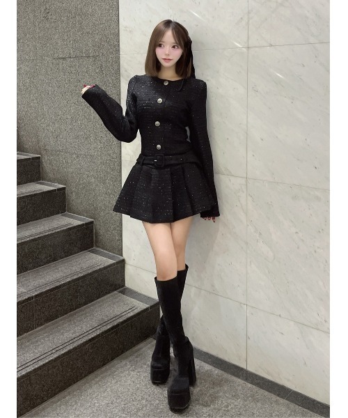 darich ボックスプリーツツイードミニワンピース black free ボックスプリーツツイードミニワンピース – Darich (ダーリッチ)