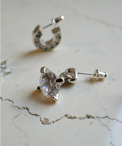 e.m. イーエム ジルコニア1粒や揺れピアス☆シルバー E.M. | SILVER5 ジルコニアゆれピアス/レディース/メンズ