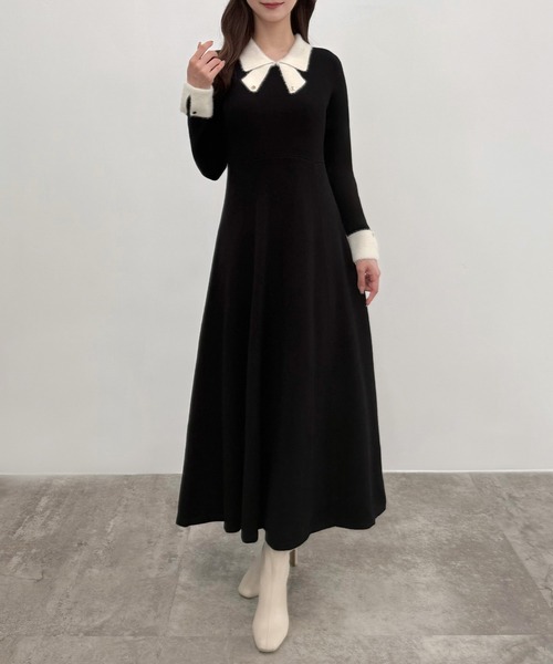 MARILYN MOON | ハーフスリーブタックフリルコクーンドレス - Buyee