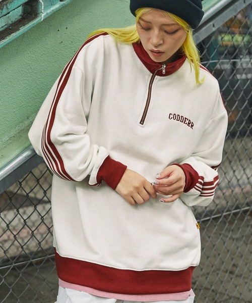 MONO-MART | 【CODDERR】ハーフジップ ロゴ刺繍 裏毛 ビッグシルエット