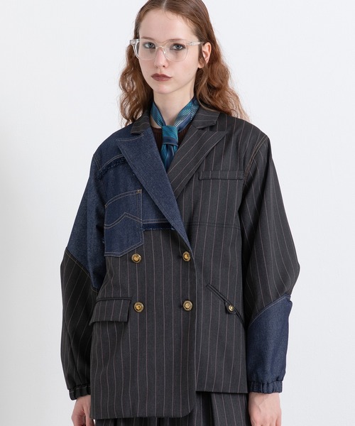 AULA AILA | チェックデニムコンビネーションジャケット - Buyee, an